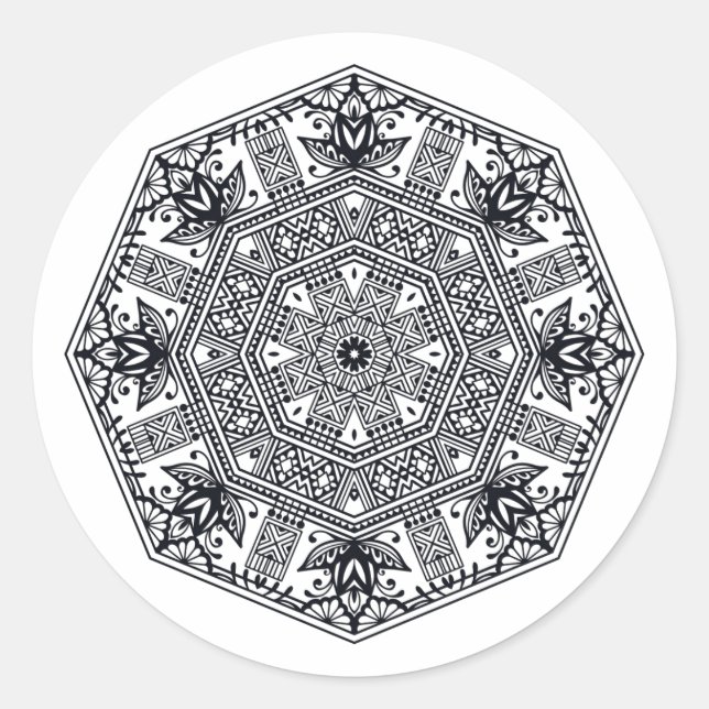 Mandala Round Ornament Classic Round Sticker (Front)