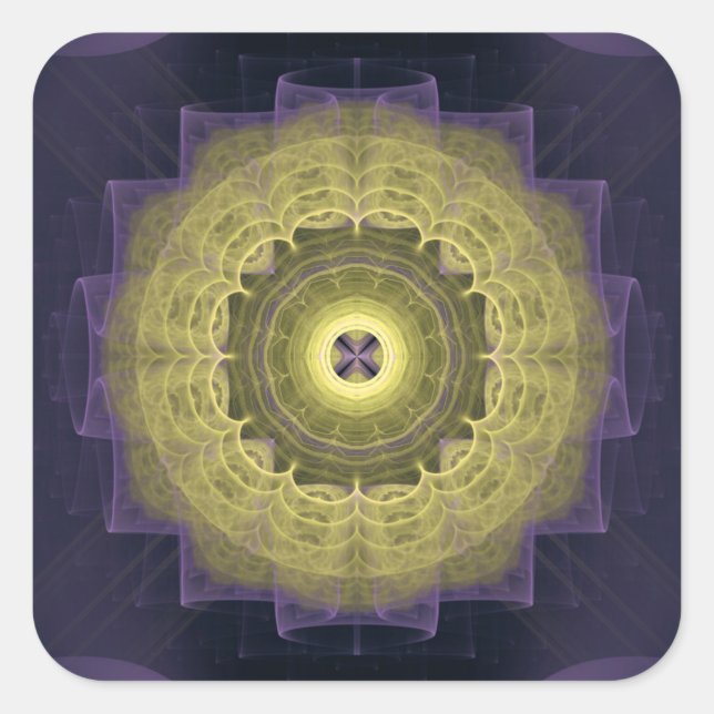 Mandala round pattern square sticker (Front)