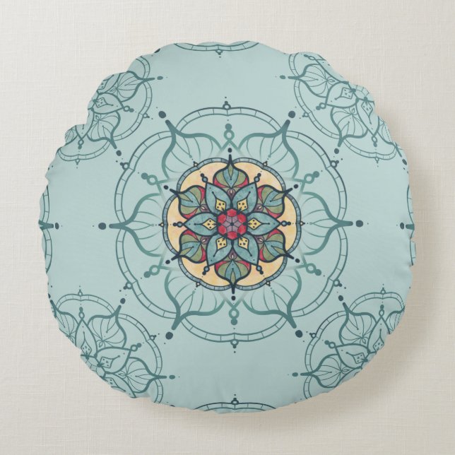Mandala Round Throw Pillow (Front)