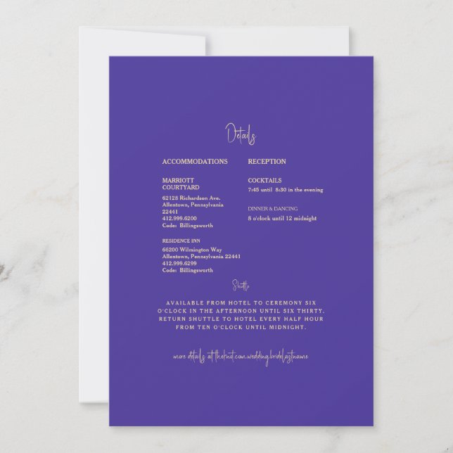 Mandala Royal Blue Wedding Details Invitation (Front)