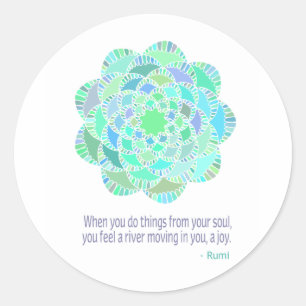 Mandala Rumi Joy Quote Classic Round Sticker