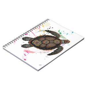 Mandala sea turtle design notebook