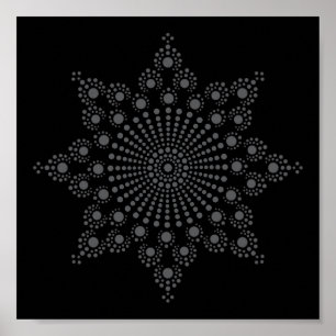 Mandala Snowflake Pattern Template Poster