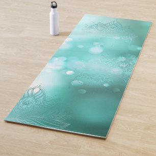 Mandala sparkles turquoise yoga mat