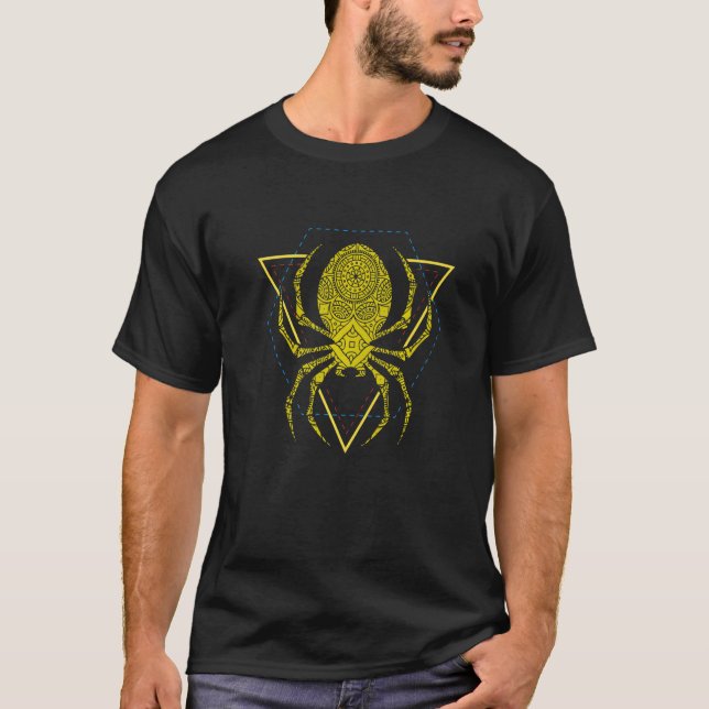 Mandala Spider Geometire Triangle Shape Polygon T-Shirt (Front)
