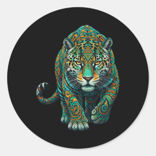 Mandala Spiritual Jaguar Zen Art Mindfulness Wisdo Classic Round Sticker
