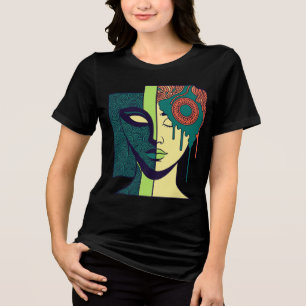 Mandala Split Face Abstract Art Tri-Blend Shirt