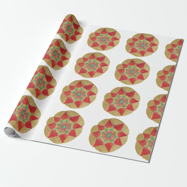 Mandala Star Handpainted Wrapping Paper (Unrolled)