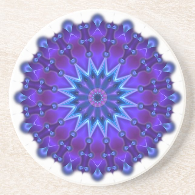 Mandala star in blue coaster (Front)