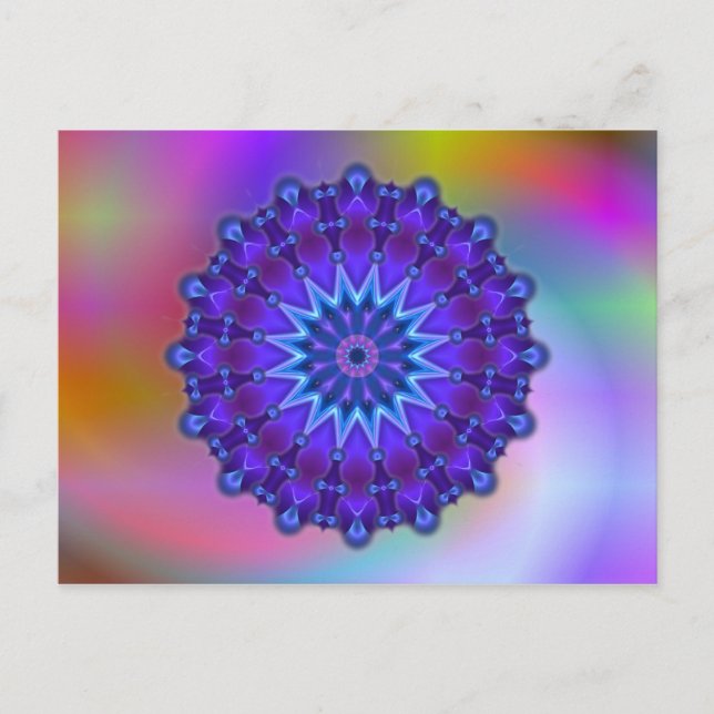 Mandala star in blue | coloured light postcard (Front)