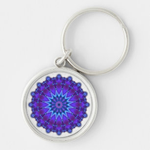 Mandala star in blue key ring