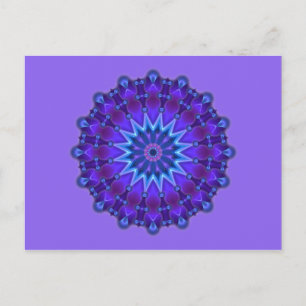 Mandala star in blue lila postcard