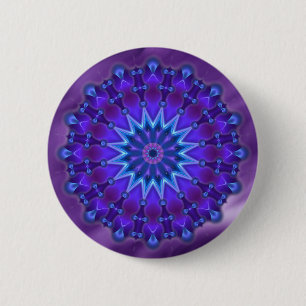 Mandala star in blue lila waves 6 cm round badge