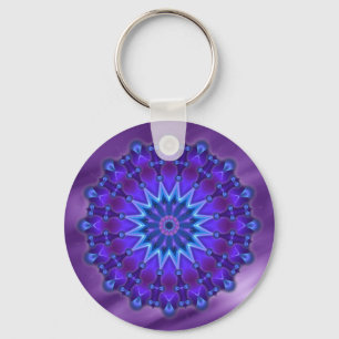 Mandala star in blue lila waves key ring