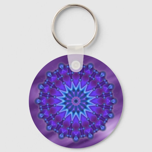 Mandala star in blue | lila waves key ring (Front)