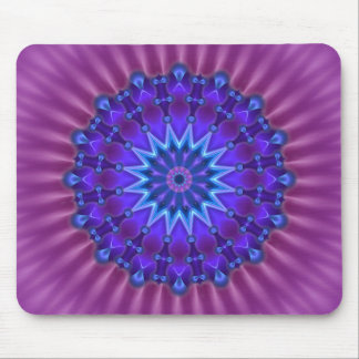 Mandala star in blue | magenta flower mouse pad