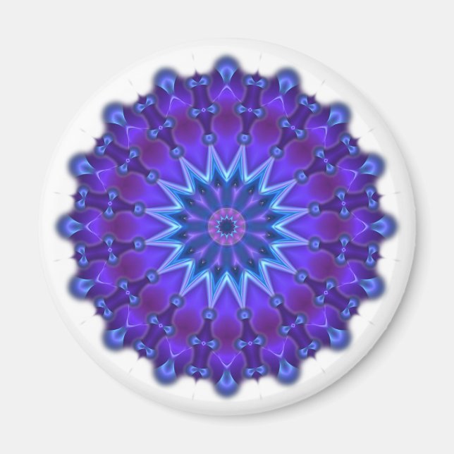 Mandala star in blue magnet (Front)