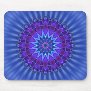 Mandala star in blue   royal flower mouse pad