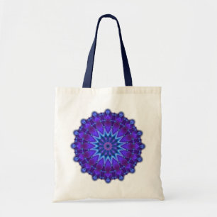Mandala star in blue tote bag