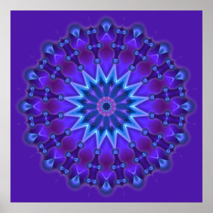 Mandala star in blue   violet poster
