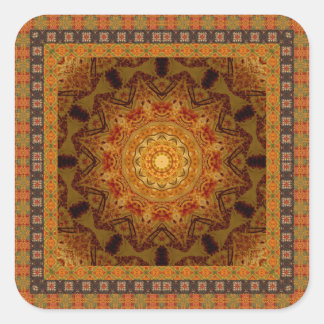 Mandala Star With Tiled Frame Square Sticker