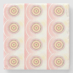 Mandala Style Art Design Pink and Yellow Stone Coaster