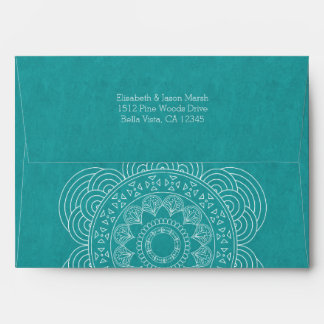 Mandala Summer Garden Wedding Chic Teal Green Envelopes