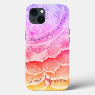 Mandala Sunset Monogrammed Watercolors iPhone case