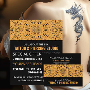 Mandala Symbol, Tattoo & Body Piercing Studio Flyer