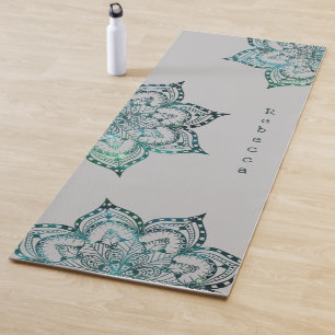 Mandala Teal and Grey Personalised Yoga Mat