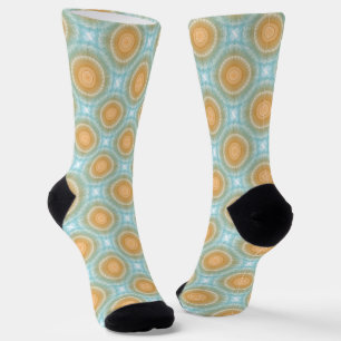 Mandala Teal Orange Pattern Socks