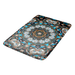 Mandala that looks like a crater in bright colours bath mat