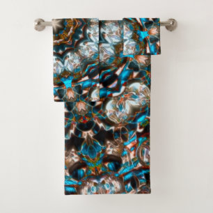 Mandala that looks like a crater in bright colours bath towel set
