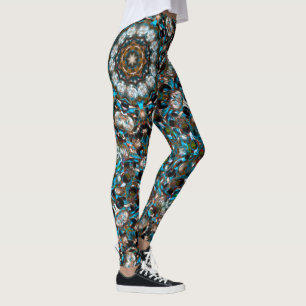 Mandala that looks like a crater in bright colours leggings