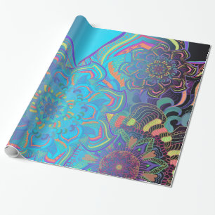 Mandala Three Layers in blue Wrapping Paper