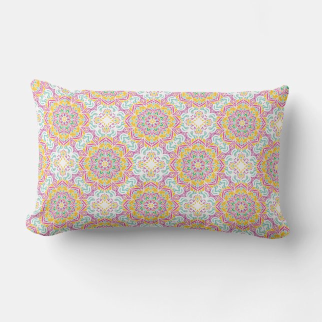 Mandala Tile Pattern Lumbar Cushion (Front)