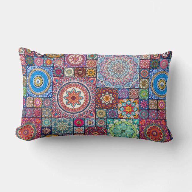 Mandala Tile Pattern Lumbar Cushion (Front)