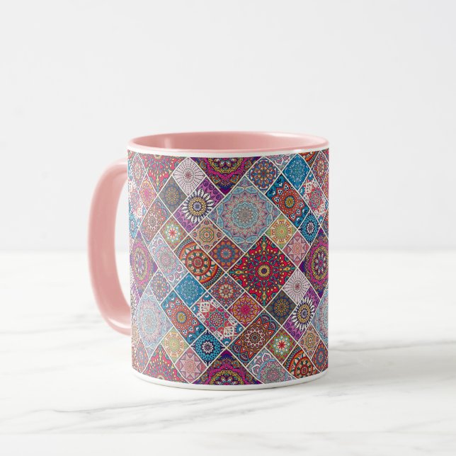 Mandala Tile Pattern Mug (Front Left)