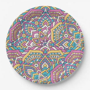 Mandala Tile Pattern Paper Plate