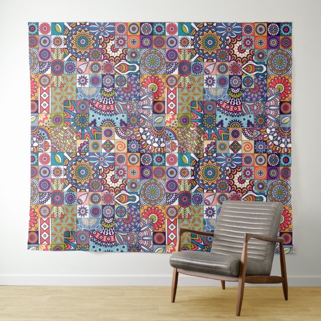 Mandala Tile Pattern Tapestry (In Situ (Horizontal))