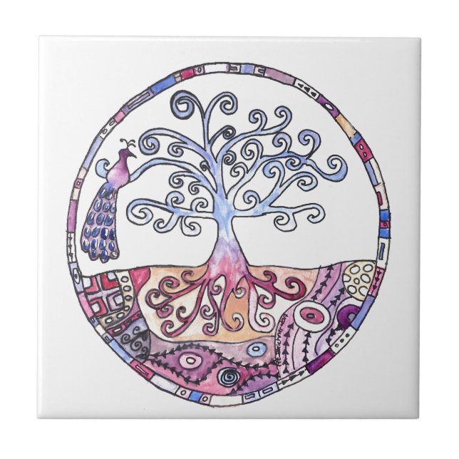 Mandala - Tree of Life in Paradise Tile (Front)