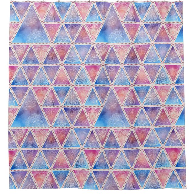 Mandala Triangles Pattern Shower Curtain (Front)