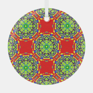 Mandala Tribal: Vintage Seamless Illustration Glass Tree Decoration