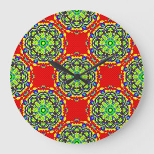 Mandala Tribal: Vintage Seamless Illustration Large Clock