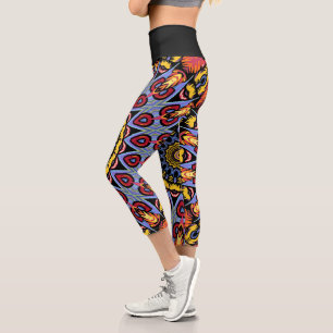 Mandala Trippy Retro Hippie Boho Chic Bohemian Capri Leggings