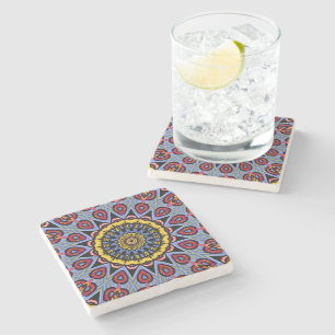 Mandala Trippy Retro Hippie Boho Chic Bohemian Stone Coaster