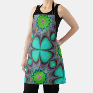Mandala Trippy Retro Hippie Psychedelic Clover Apron