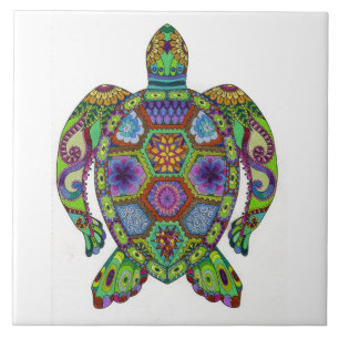 Mandala Turtle design Ceramic Tile