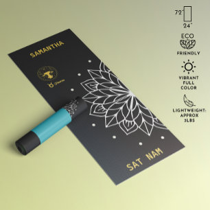 Mandala Typography Simple (Black and White) Taurus Yoga Mat