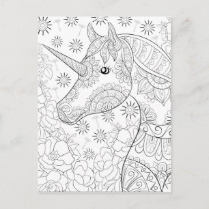 Mandala Unicorn Coloring Card 2